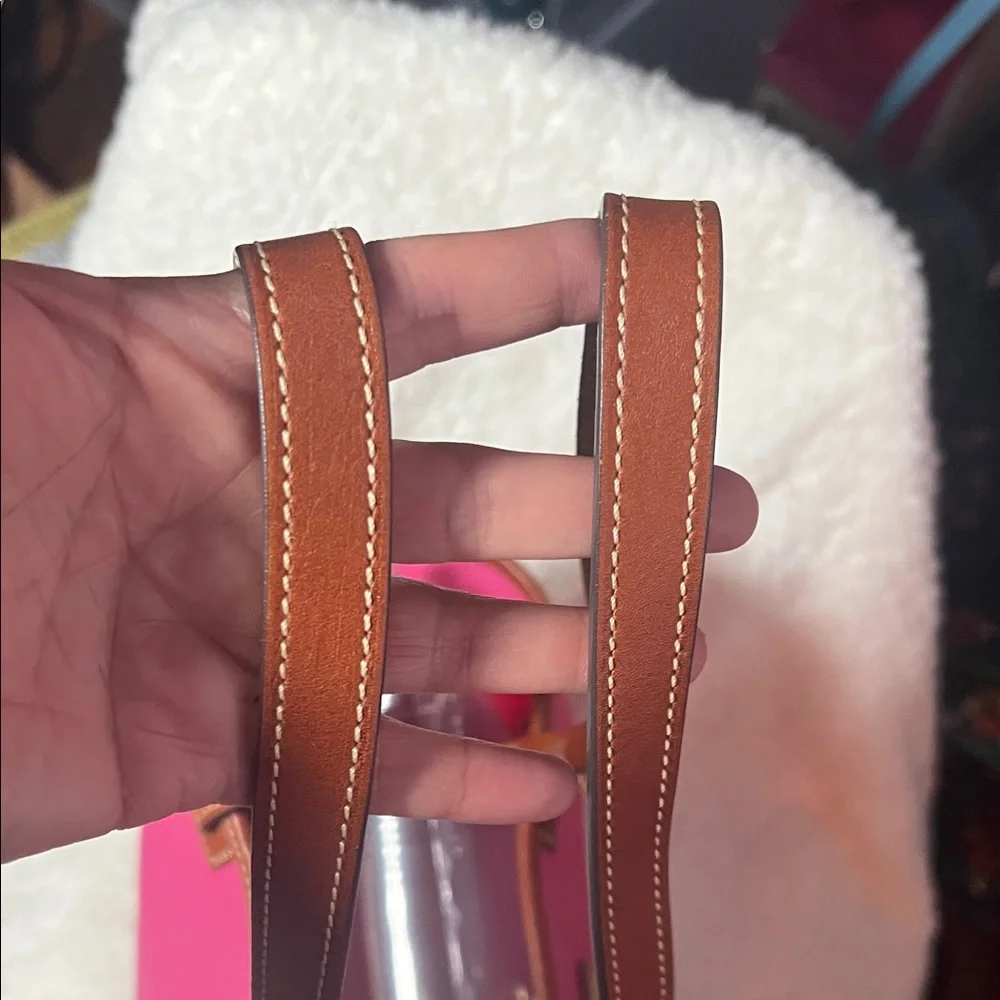 Dooney & Bourke pink and Brown Leather Tote - Picture 4 of 9